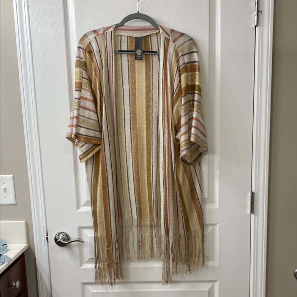 Striped Fringe Cardigan in Earth Tones